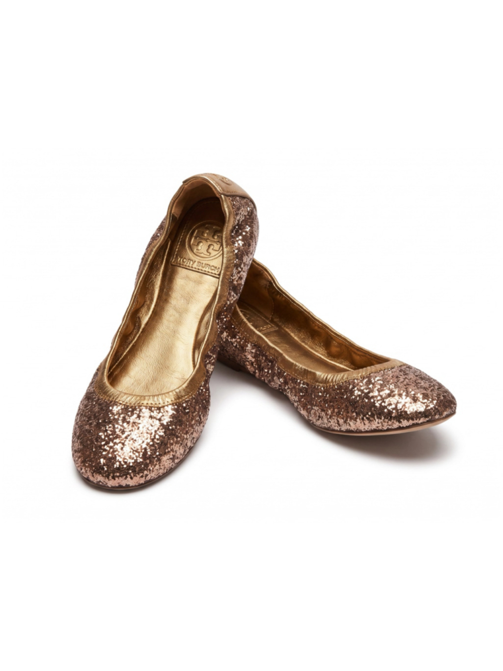 Tory Burch Glitter Ballet Flats BRONZE EDDIE NIB Size 6 - Picture 2 of 8